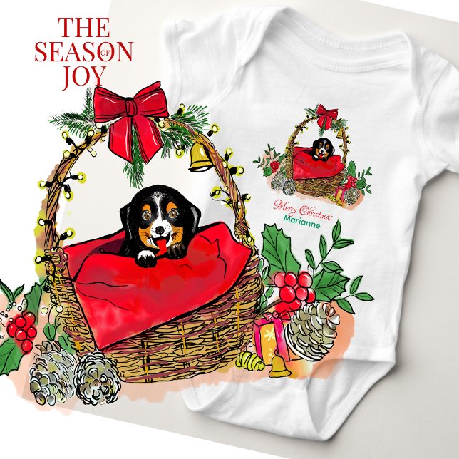 Body Para Bebé Season of Joy Cute Puppy In A Basket Cartoon 1 (Subido por el creador)