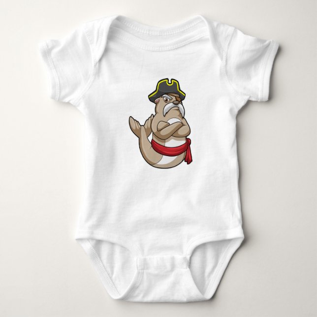 Body Para Bebé Sellar como pirata con gorra pirata (Anverso)