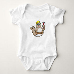 Body Para Bebé Sello como carpintero con martillo y Gorra