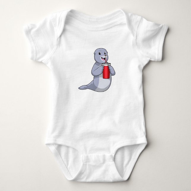 Body Para Bebé Sello con taza de bebida (Anverso)