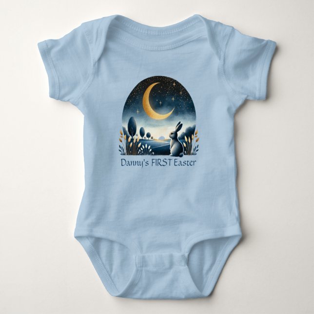 Body Para Bebé Semana Santa Bunny Nightsky Moon Blue (Anverso)