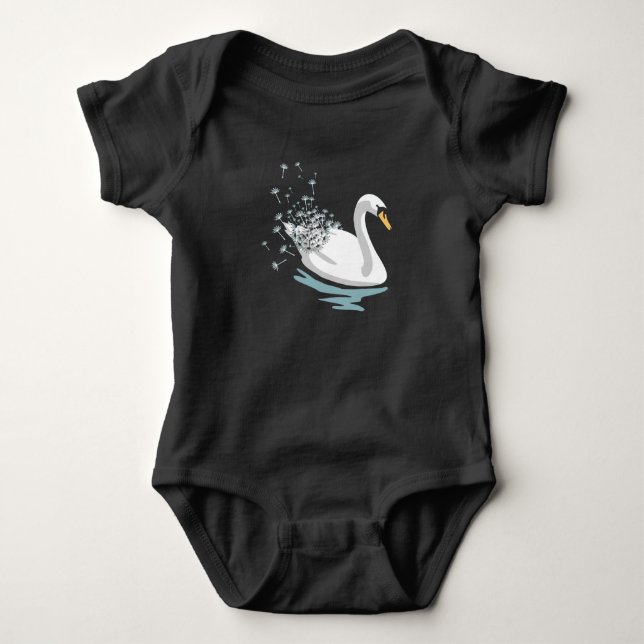 Body Para Bebé Semillas de Diente de León Cisne Blanco Artístico  (Anverso)