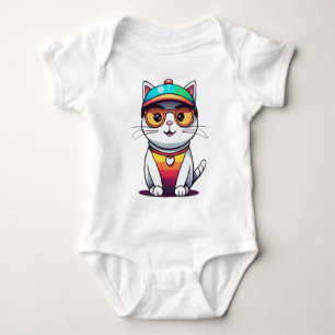 Body Para Bebé Sentado Gato Con Gafas Y Gorra