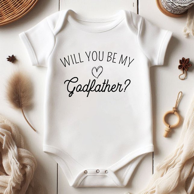 Body Para Bebé ¿Serás Mi Padrino? Invitación de embarazo (Will You Be My Godfather? Pregnancy Announcement Baby Bodysuit)