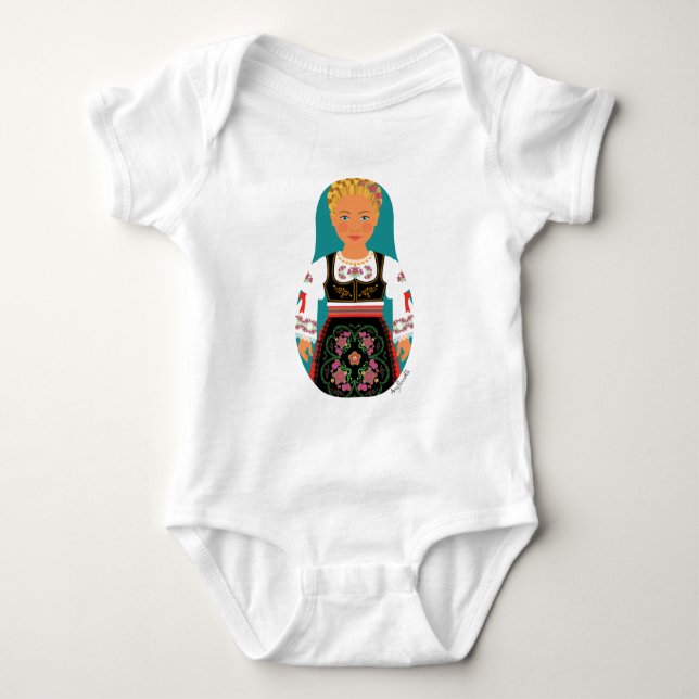 Body Para Bebé Serbio Blonde Matryoshka Baby Bodysuit (Anverso)