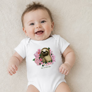 Body Para Bebé Sereno Sloth Floral Rosa Alegría