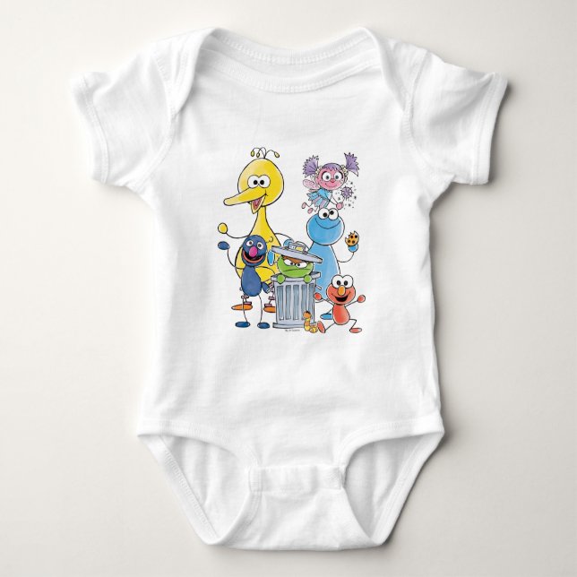 Body Para Bebé Sesame Pals Doodley Graphic (Anverso)