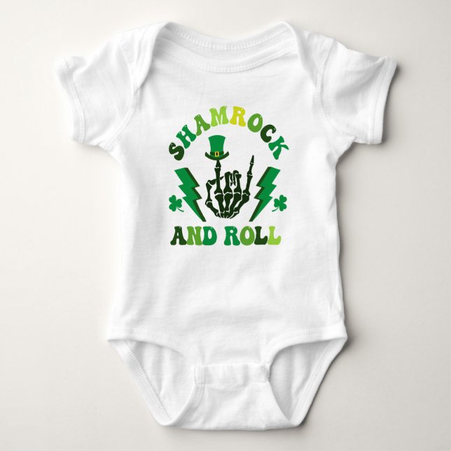 Body Para Bebé Sham Rock y Roll St Patrick's Day (Anverso)