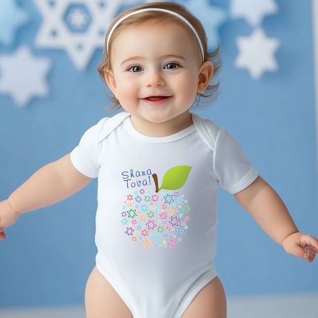 Body Para Bebé 🍯 🍎 🐟 Shana Tova. Feliz Año Nuevo (🍯 🍎🐟 Shana Tova! Happy New Year Baby Bodysuit)