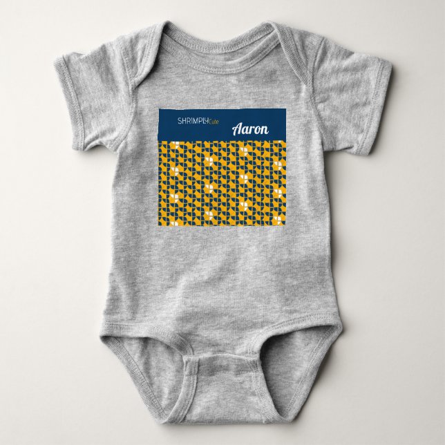 Body Para Bebé SHRIMPLEMENTE Patrón Cuto Azul Amarillo Personaliz (Anverso)