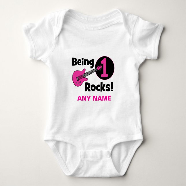 Body Para Bebé ¡Siendo rocas 1! con la guitarra rosada (Anverso)