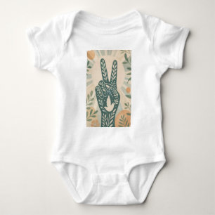 Body Para Bebé Signo de Paz Floral Retro y Arte de Paloma  Sol Bo