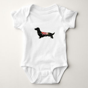 Body Para Bebé Silhouette floral de cabello largo Dachshund Bohem