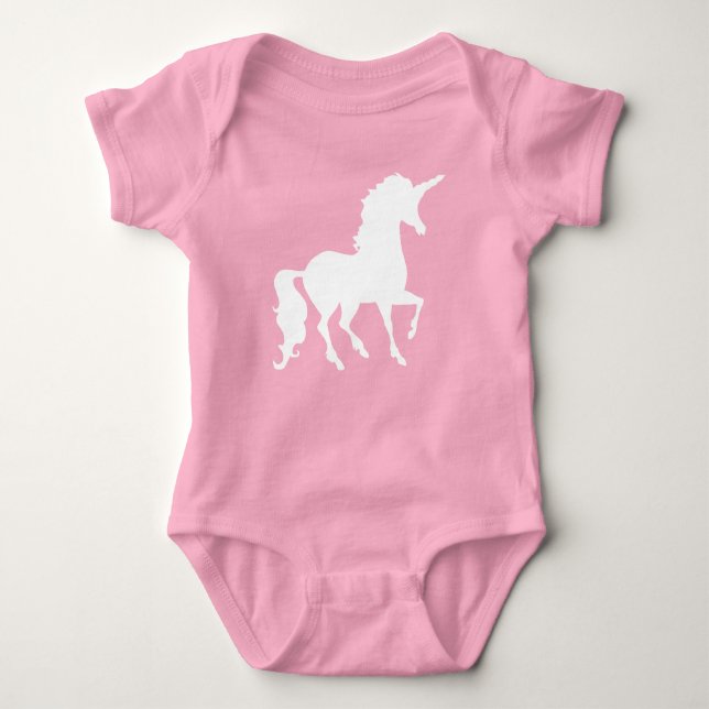 Body Para Bebé Silueta de Unicornio Blanco Hermoso Bebé Caprichos (Anverso)