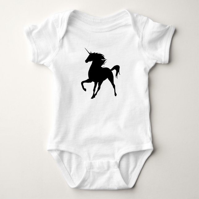 Body Para Bebé Silueta de unicornio negro (Anverso)