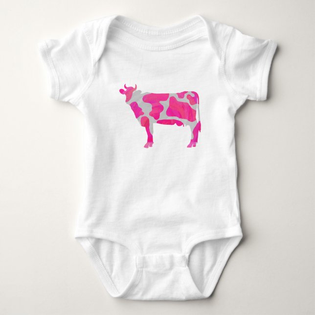 Body Para Bebé Silueta rosa y blanco de vaca (Anverso)