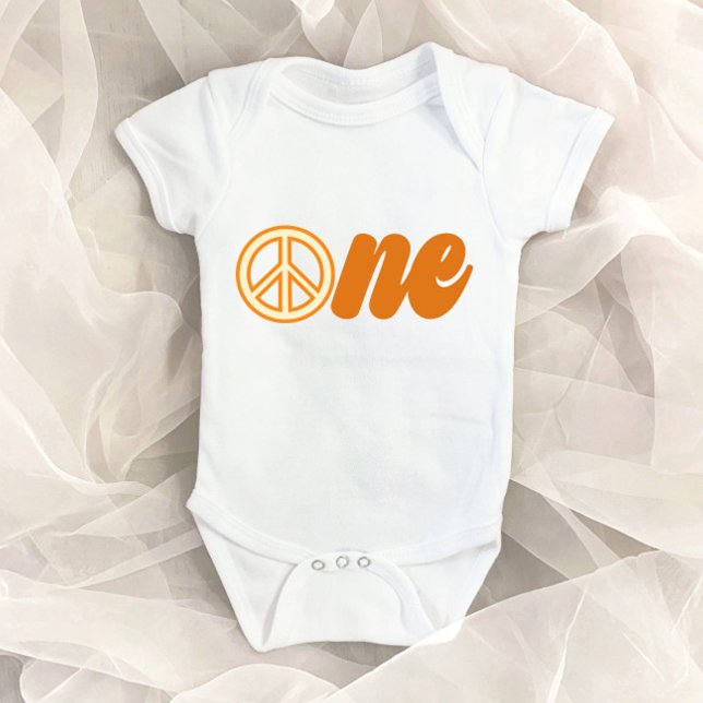 Body Para Bebé Símbolo de la paz Naranja 1° cumpleaños de Retro 7 (Subido por el creador)