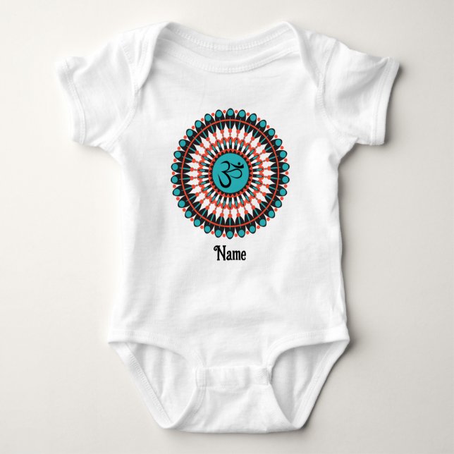 Body Para Bebé Símbolo de Mandala espiritual Om Turquoise Persona (Anverso)