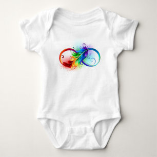 Body Para Bebé Símbolo infinito con plumas arcoiris