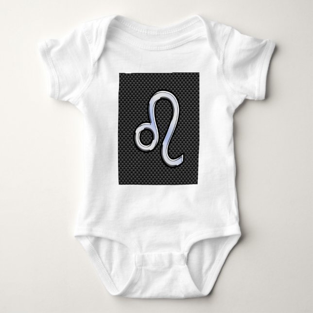 Body Para Bebé Símbolo Zodiac León Plata Fibra de Carbono Carbón (Anverso)