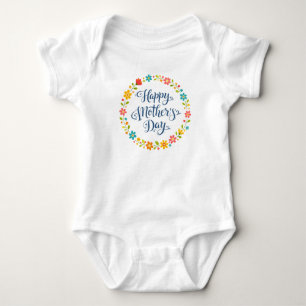 Body Para Bebé Simple Feliz Día de la Madre Caligrafía Floral