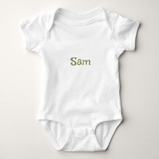 Body Para Bebé Simple Moss Green Nombre personalizado (Anverso)