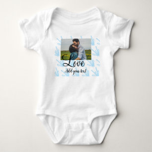 Body Para Bebé Simple textura de brillo floral azul añadir foto