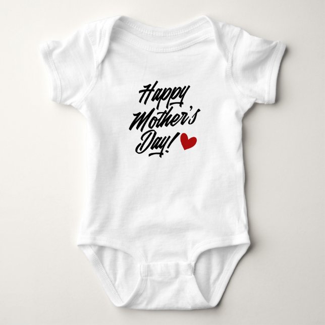 Body Para Bebé Simple y feliz caligrafía del día de la madre| Bod (Anverso)