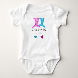 Body Para Bebé sirena acuarela rosa azul cumpleaños agregar nombr
