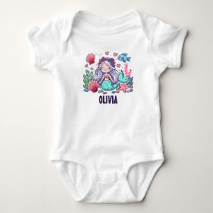Body Para Bebé Sirena de dibujos animados linda personalizada 