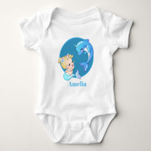 Body Para Bebé Sirena unicornio lindo agregar nombre delfín niña
