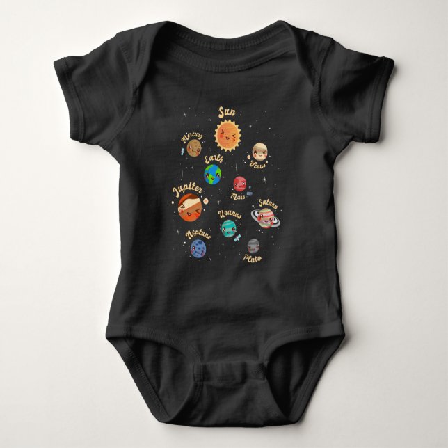 Body Para Bebé Sistema solar planea conocimiento infantil espacio (Anverso)