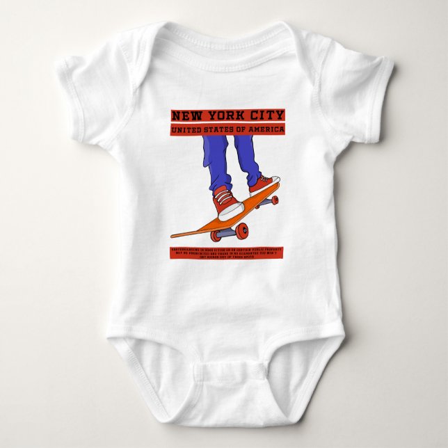 Body Para Bebé Skateboard Guay de Nueva York (Anverso)