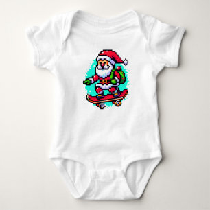 Body Para Bebé Skateboarding Santa - Diseño artístico de Fun Pixe
