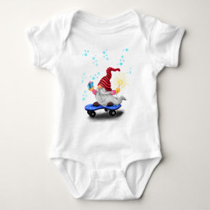 Body Para Bebé Skater Gnome with Gifts and Sparkler Baby Bodysuit