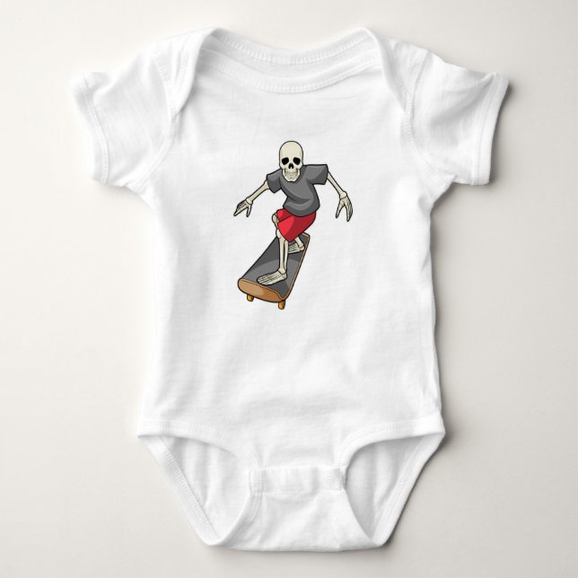 Body Para Bebé Skeleton como Skater con Skateboard (Anverso)