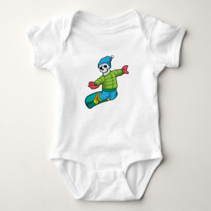 Body Para Bebé Skeleton como Snowboard con snowboard