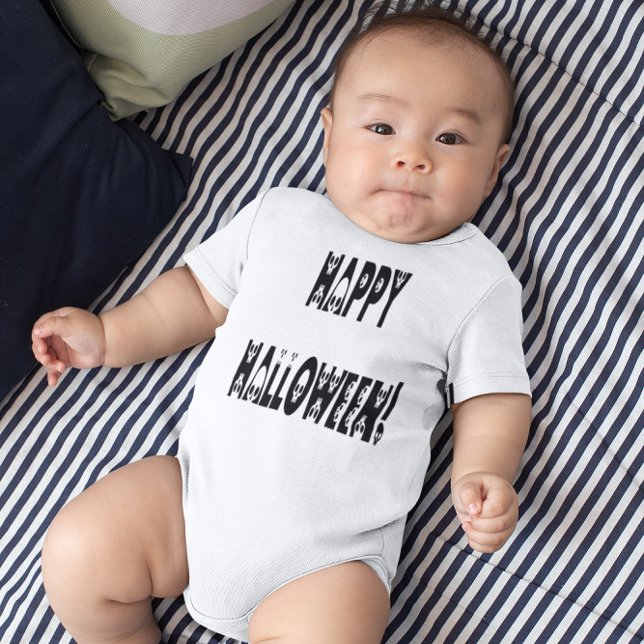 Body Para Bebé Skeleton Halloween Textos (Skeleton Halloween Text Baby Bodysuit)