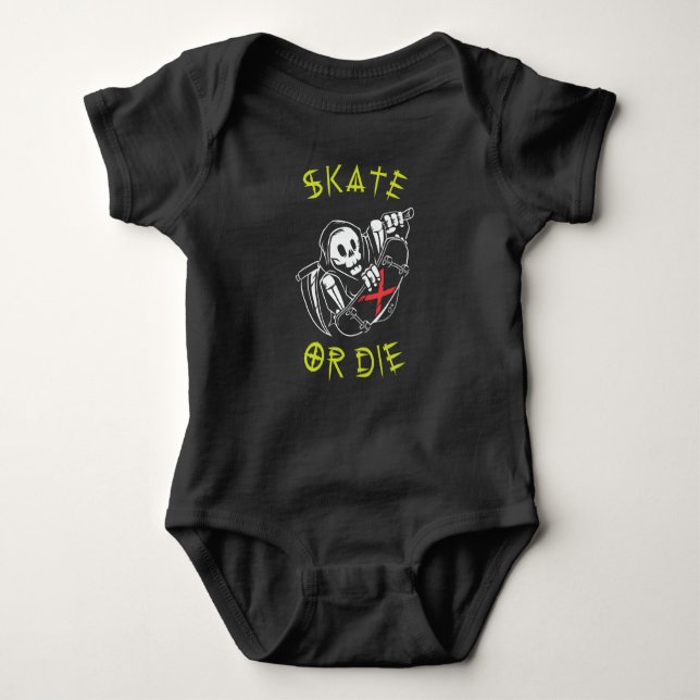 Body Para Bebé Skeleton Skateboarder Grim Reaper (Anverso)