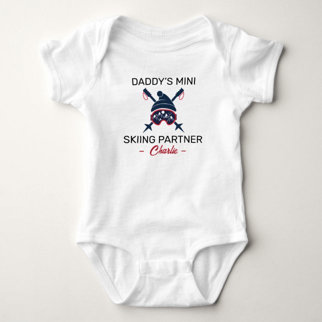 Body Para Bebé Skiier Baby Shower Daddy’s Mini Skiing Partner Ski (Anverso)