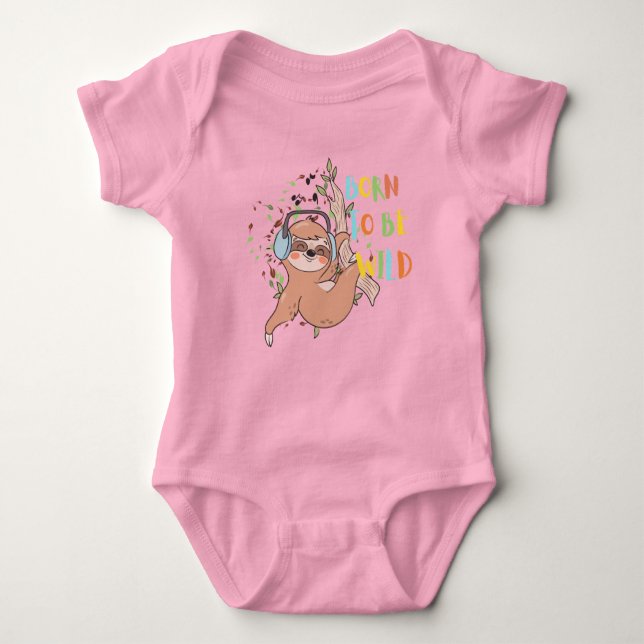 Body Para Bebé Sloth Born to be Wild baby Bodysuit (Anverso)