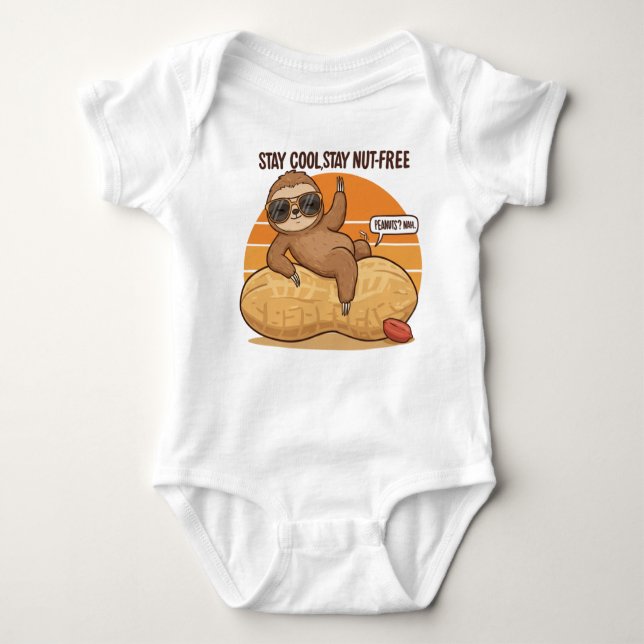 Body Para Bebé Sloth Mode: Peanut-Free | Toddler Allergy Shirt (Anverso)