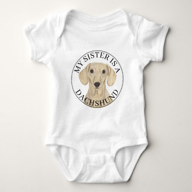 Body Para Bebé Smooth Cream Dachshund Big Sister (Anverso)