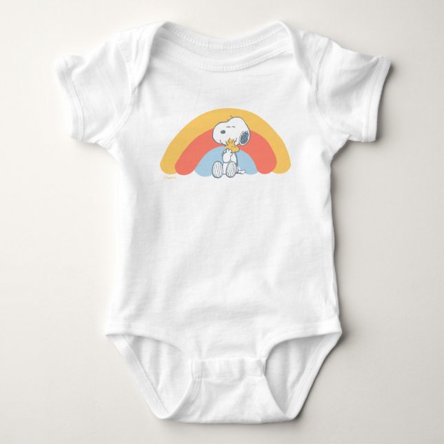 Body Para Bebé Snoopy & Woodstock Rainbow Baby Shower Baby Bodysu (Anverso)