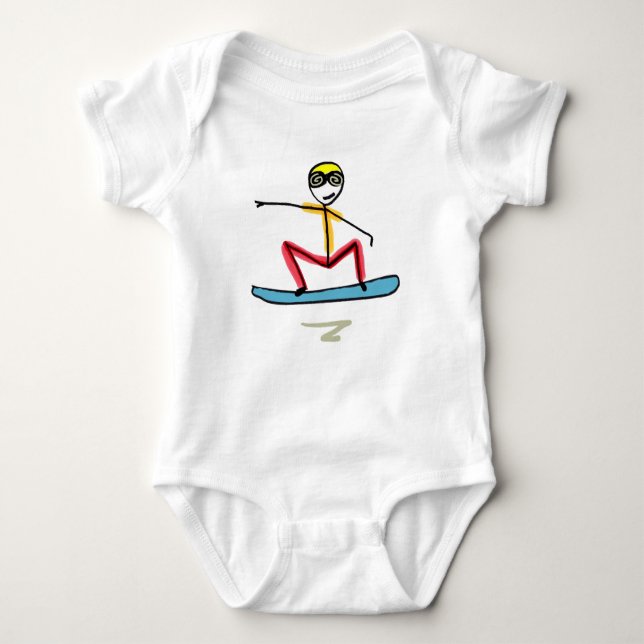 Body Para Bebé Snowboarding Stickman (Anverso)