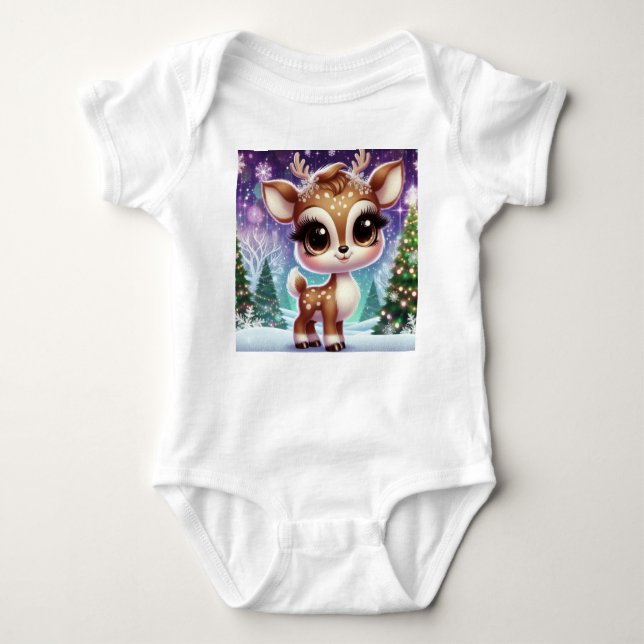 Body Para Bebé Snowflake Sparkle Baby Reindeer (Anverso)