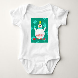 Body Para Bebé Snowman Happy New Year Baby Bodysuit