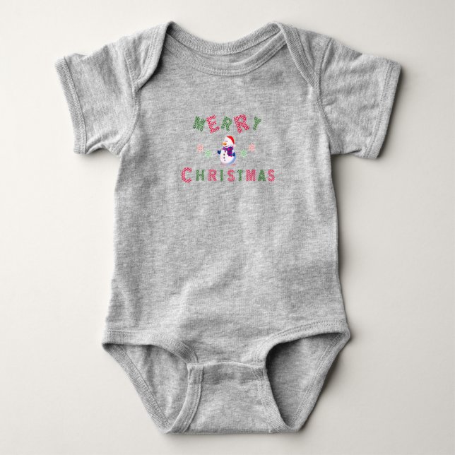 Body Para Bebé Snowman Merry Christmas (Anverso)