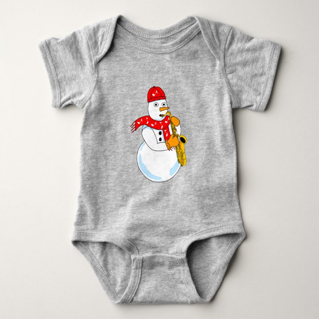 Body Para Bebé Snowman saxofón (Anverso)