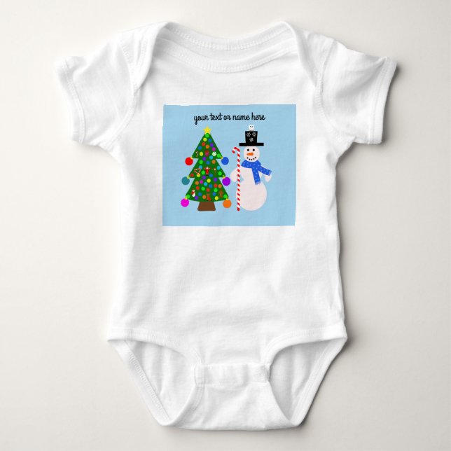 Body Para Bebé Snowman y el árbol de Navidad #3 Baby Bodysuit (Anverso)